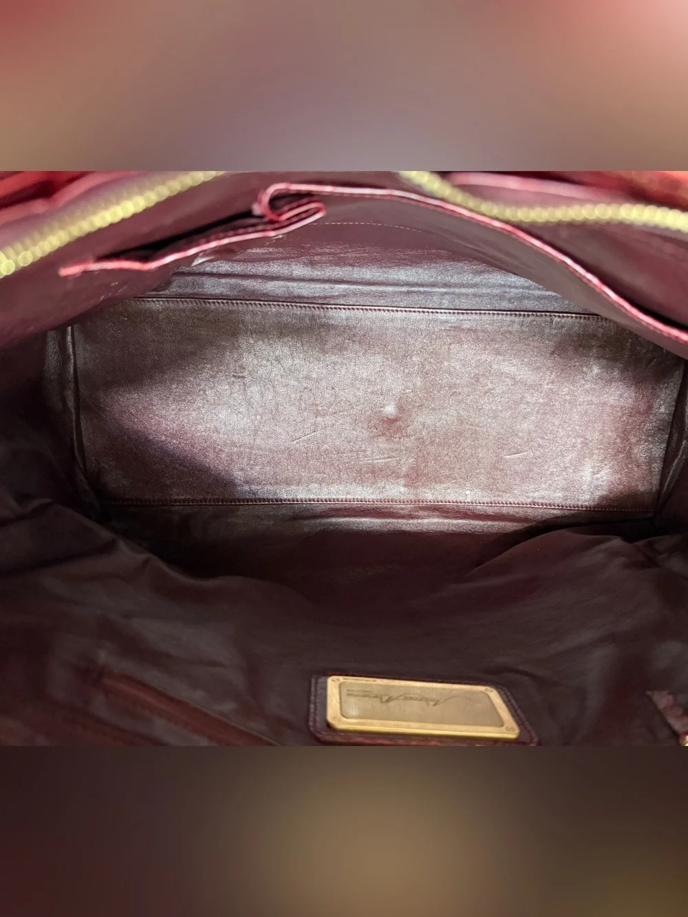 AMBROSI ABRIANNA Genuine Crocodile Top Handle Bag Handbag, Burgundy